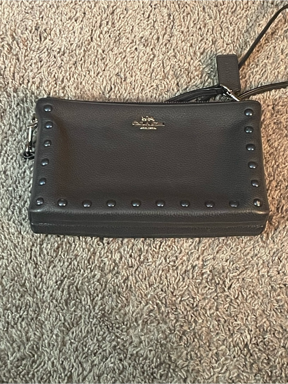 Coach Blue Studded Pebbled Leather Crossbody purse